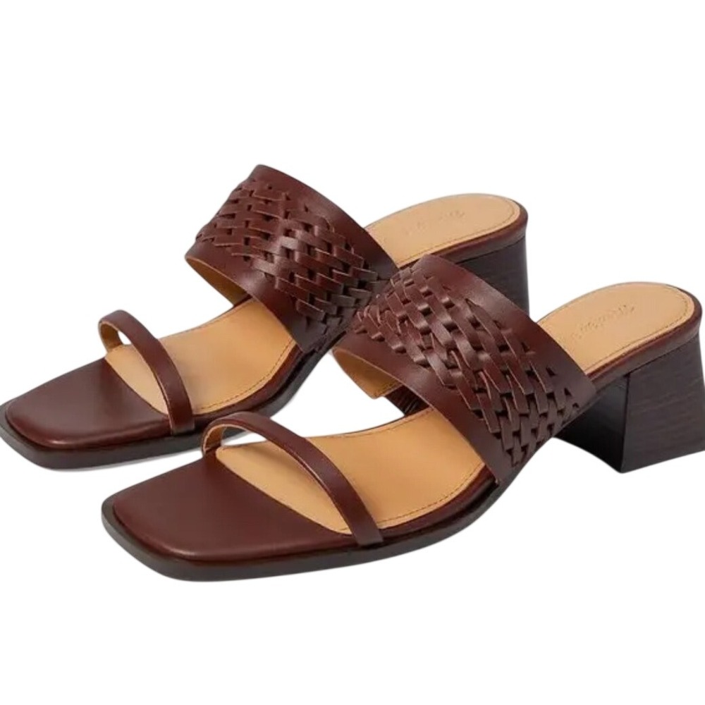Madewell Vintage Y2K Roni Woven Leather Block Heel Sandals Women's Size 8.5
